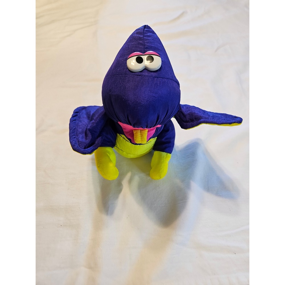 Fisher Price 1992 Puffalump‎ Baby Dinoroar Purple Yellow Plush Toy Squeaker